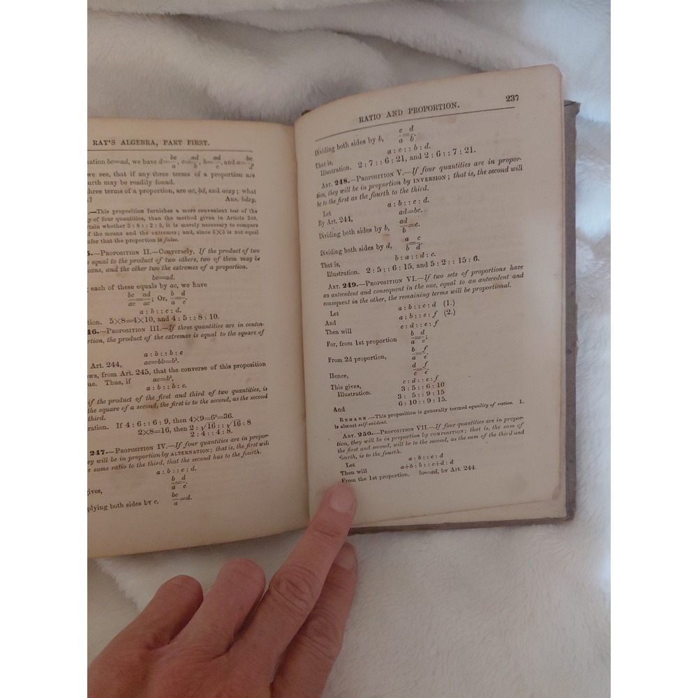 Joseph Ray's Algebra Part First 1848 HC Antique Math Book - Picture 7 of 9